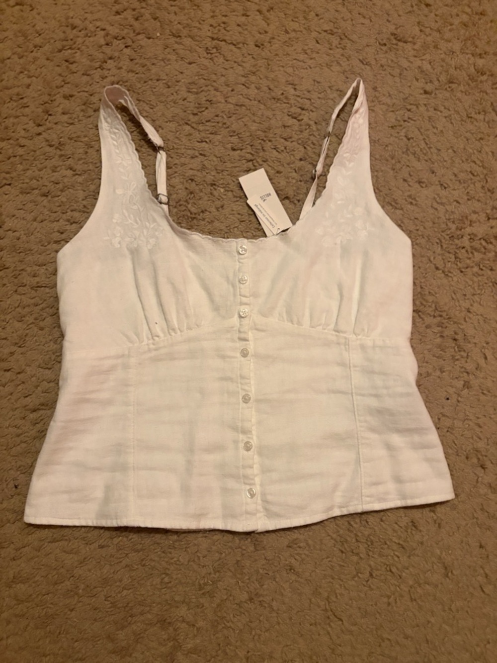Hollister White Button-Front Camisole with Straps